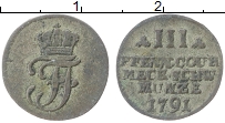 Продать Монеты Мекленбург-Шверин 3 пфеннига 1791 Серебро