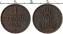 Продать Монеты Ганновер 1 пфенниг 1851 Медь