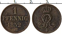 Продать Монеты Ганновер 1 пфенниг 1852 Медь
