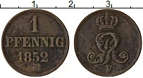 Продать Монеты Ганновер 1 пфенниг 1852 Медь