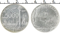 Продать Монеты Италия 5000 лир 1997 Серебро