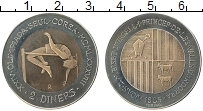 Продать Монеты Андорра 2 динерса 1985 Биметалл