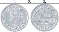 Продать Монеты Франция 5 сантим 1922 Латунь