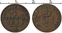 Продать Монеты Липпе-Детмольд 1 пфенниг 1851 Медь