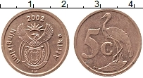 Продать Монеты ЮАР 5 центов 2002 сталь с медным покрытием