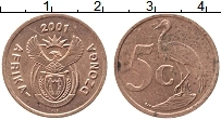Продать Монеты ЮАР 5 центов 2001 сталь с медным покрытием