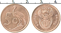 Продать Монеты ЮАР 5 центов 2005 сталь с медным покрытием