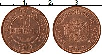Продать Монеты Боливия 10 сентаво 2010 сталь с медным покрытием
