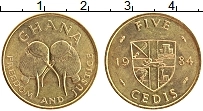 Продать Монеты Гана 5 седи 1984 Латунь