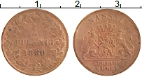 Продать Монеты Нассау 1 пфенниг 1862 Медь