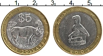Продать Монеты Зимбабве 5 долларов 2002 Биметалл