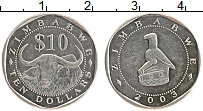 Продать Монеты Зимбабве 10 долларов 2003 Медно-никель