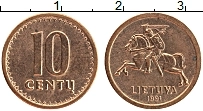 Продать Монеты Литва 10 сенти 1991 Медь