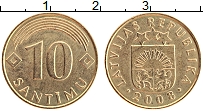 Продать Монеты Латвия 10 сантим 1992 Медно-никель