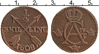 Продать Монеты Швеция 1/4 скиллинга 1808 Медь
