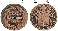 Продать Монеты Ватикан 1/2 байоччи 1838 Медь