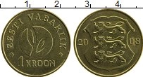 Продать Монеты Эстония 1 крона 2008 Латунь