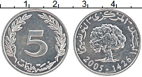 Продать Монеты Тунис 5 миллим 1997 Алюминий