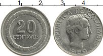 Продать Монеты Колумбия 20 сентаво 1968 Медно-никель