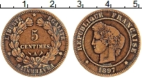 Продать Монеты Франция 5 сантим 1897 Медь