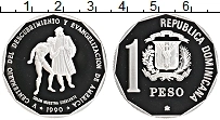 Продать Монеты Доминиканская республика 1 песо 1990 Серебро