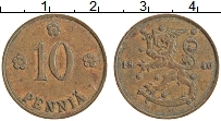 Продать Монеты Финляндия 10 пенни 1940 Медь