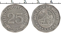 Продать Монеты Боливия 25 сентаво 1972 Медно-никель