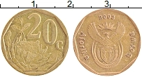Продать Монеты ЮАР 20 центов 2003 сталь с медным покрытием