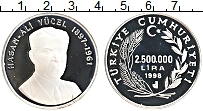 Продать Монеты Турция 2500000 лир 1998 Серебро