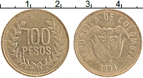 Продать Монеты Колумбия 100 песо 1992 Латунь