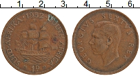 Продать Монеты ЮАР 1 пенни 1952 Медь