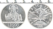 Продать Монеты Италия 2000 лир 1998 Серебро