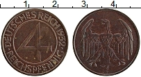 Продать Монеты Веймарская республика 4 пфеннига 1932 Бронза