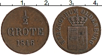 Продать Монеты Ольденбург 1/2 грота 1846 Медь