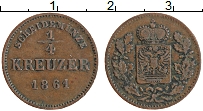 Продать Монеты Шварцбург-Рудольфштадт 1/4 крейцера 1866 Медь