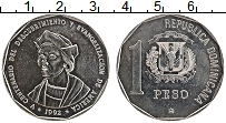 Продать Монеты Доминиканская республика 1 песо 1992 Медно-никель