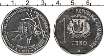 Продать Монеты Доминиканская республика 1 песо 1991 Медно-никель