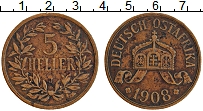 Продать Монеты Немецкая Африка 5 хеллеров 1908 Медь