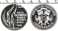 Продать Монеты Того 1000 франков 1999 Серебро
