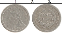 Продать Монеты США 1 дайм 1851 Серебро