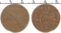 Продать Монеты Швеция 1/4 скиллинга 1827 Медь