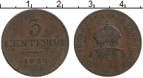 Продать Монеты Ломбардия 3 чентезимо 1849 Медь