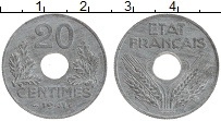 Продать Монеты Франция 20 сантим 1941 Цинк