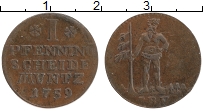 Продать Монеты Брауншвайг-Вольфенбюттель 1 пфенниг 1765 Медь