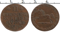 Продать Монеты Брауншвайг-Вольфенбюттель 2 пфеннига 1826 Медь