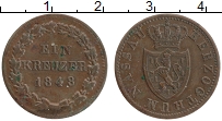 Продать Монеты Нассау 1 крейцер 1844 Медь