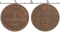 Продать Монеты Вюртемберг 1/2 крейцера 1862 Медь