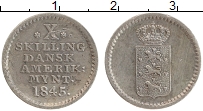 Продать Монеты Датская Вест-Индия 10 скиллингов 1845 Серебро