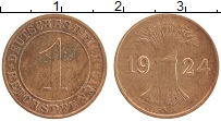 Продать Монеты Веймарская республика 1 пфенниг 1924 Бронза