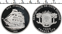 Продать Монеты Кот-д`Ивуар 1000 франков 2010 Серебро